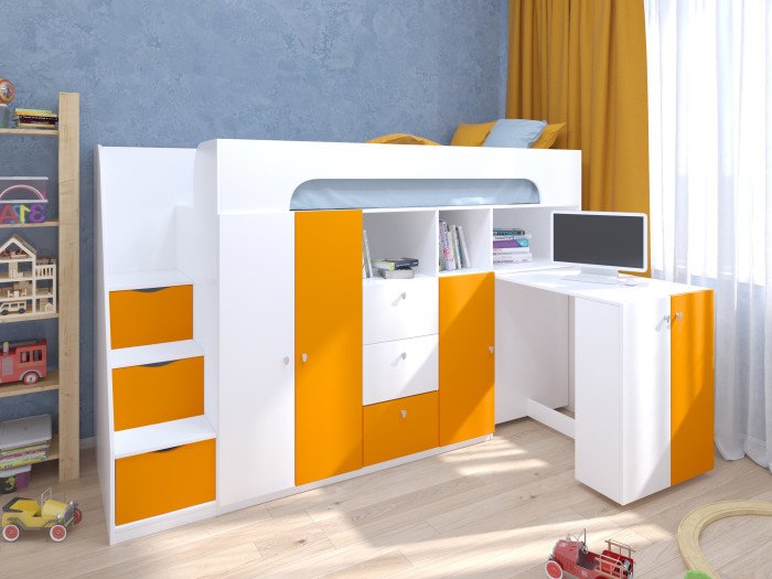 Кровати для подростков РВ-Мебель чердак Астра 11 (белый)
