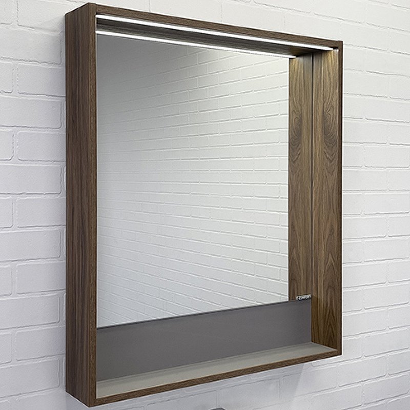 Зеркало Comforty Томари 70 00-00005791 с подсветкой Дуб темно-коричневый с механический выключателем