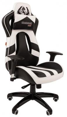Игровое кресло Chairman game 25 черный/белый (экокожа, регулируемый угол наклона, механизм качания)