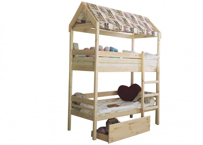Кровати для подростков Green Mebel двухъярусная домик Baby-house 160х70 см