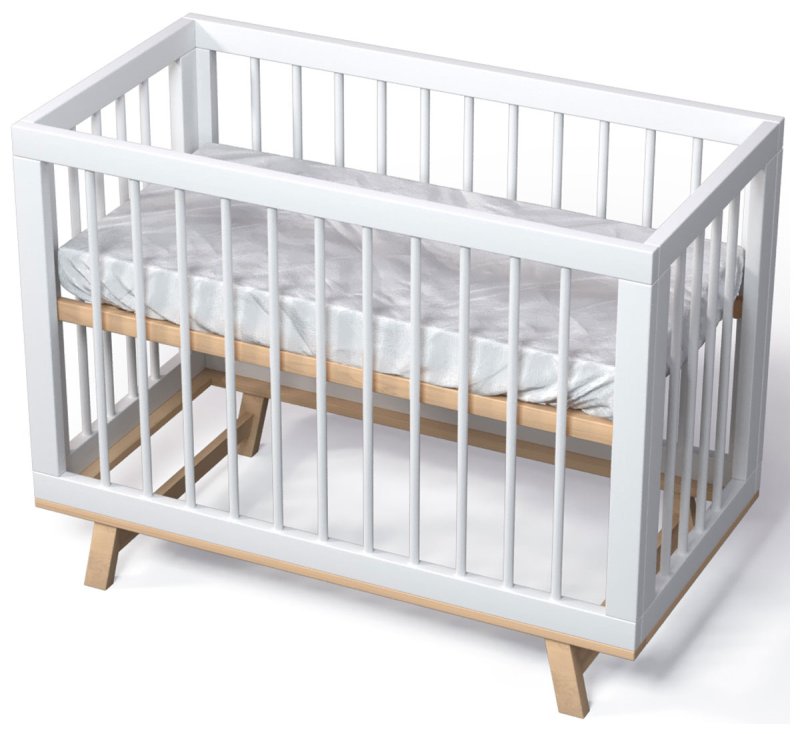 Кроватка для новорожденного Lilla Aria белая/дерево