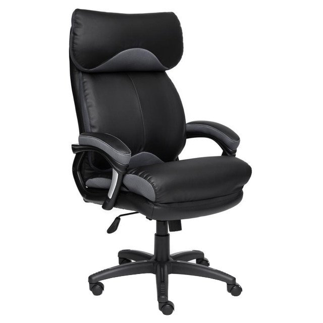 кресло офисное DUKE кож.зам/ткань/пластик черный/серый