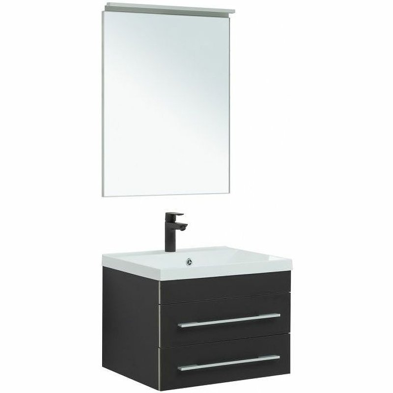 Комплект мебели для ванной Aquanet Верона New 58 281103 подвесной Черный матовый