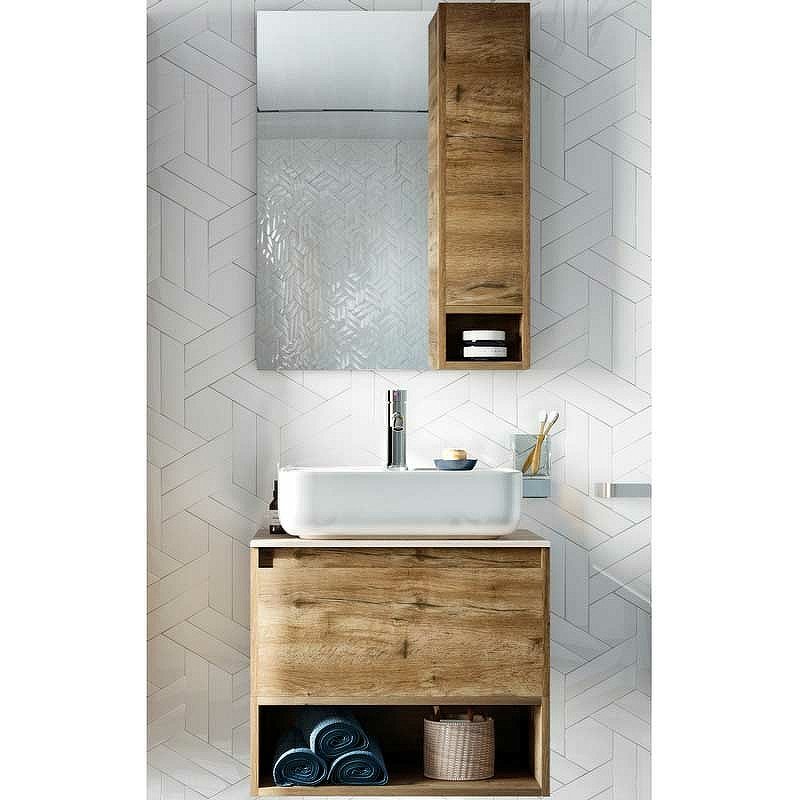 Комплект мебели для ванной STWORKI Карлстад 60 427850 подвесной Дуб рустикальный