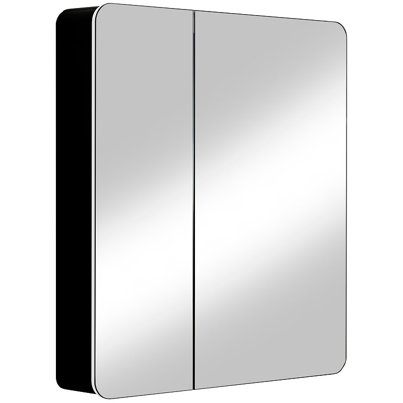 Зеркальный шкаф Reflection Black 760х850 RF2002BL с подсветкой Черный матовый