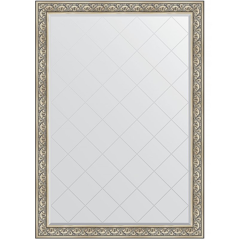 Зеркало Evoform Exclusive-G 190х135 BY 4510 с гравировкой в багетной раме – Барокко серебро 106 мм