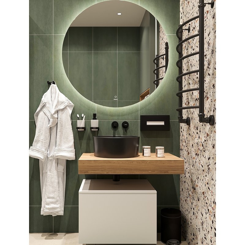 Комплект мебели для ванной STWORKI Ольборг 80 482724 подвесная Белая матовая Дуб французский