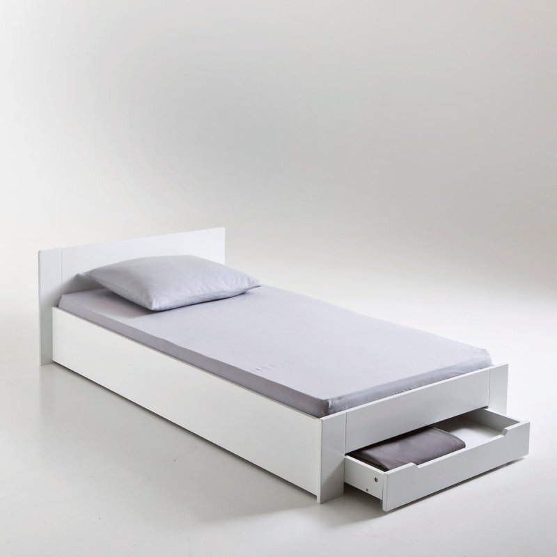 Кровать LaRedoute Кровать 1-спальная с сеткой и ящиком Crawley 90 x 190 см белый