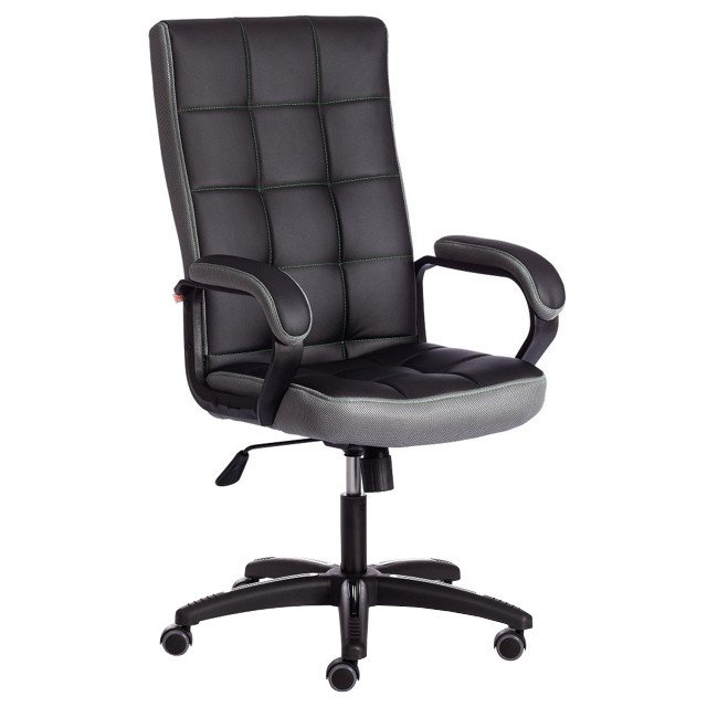 кресло офисное TRENDY кожзам/ткань черный/серый