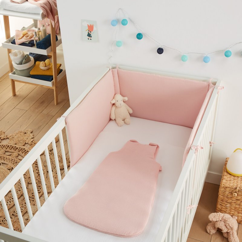 Бампер LaRedoute Для детской кроватки из хлопчатобумажной газовой ткани Kumla 360 x 40 см розовый