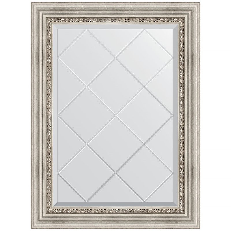 Зеркало Evoform Exclusive-G 89х66 BY 4104 с гравировкой в багетной раме - Римское серебро 88 мм