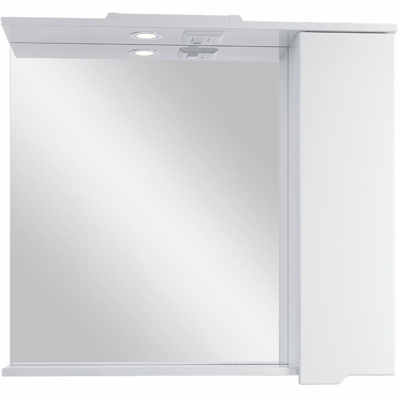 Зеркало со шкафом Sanstar Лайн 80 144.1-2.5.1. с подсветкой Белое