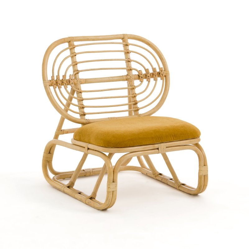 Кресло LaRedoute Кресло Из стеблей ротанга и велюра Dhony единый размер желтый
