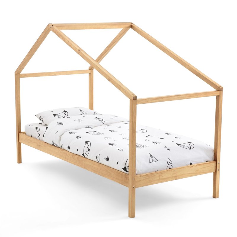 Кровать LaRedoute Кровать Из массива сосны с пологом и основанием Spidou 90 x 190 см каштановый
