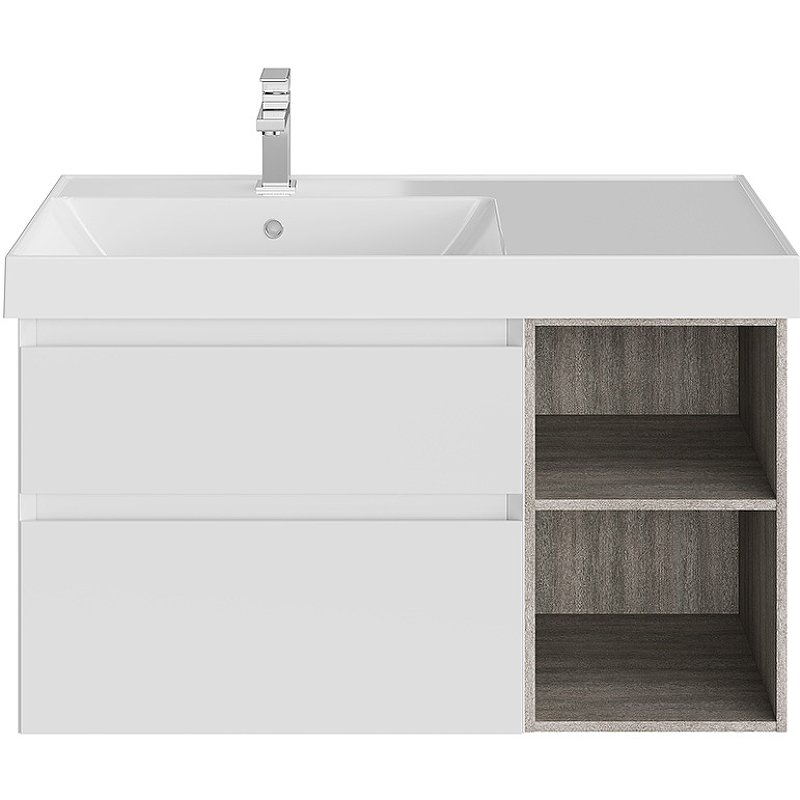 Тумба под раковину Kerama Marazzi Cubo 90 L CUB.90Lh\WHT.M подвесная Белая матовая Дерево