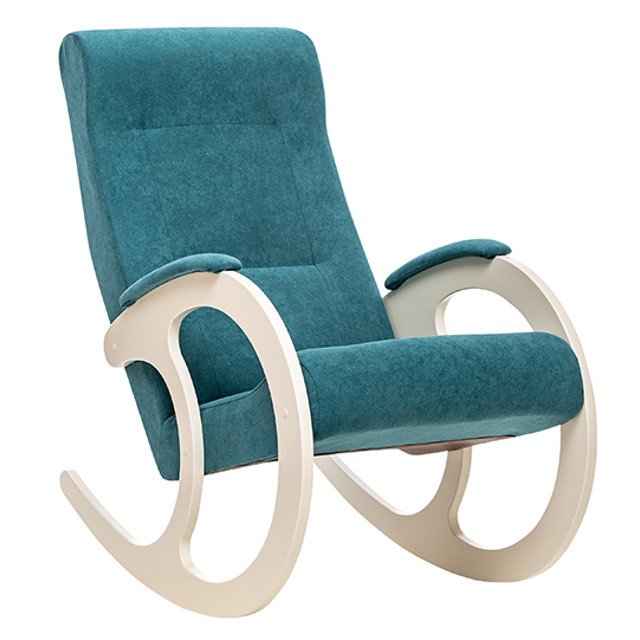 кресло-качалка Модель 3 580х870х1040мм белое/голубое