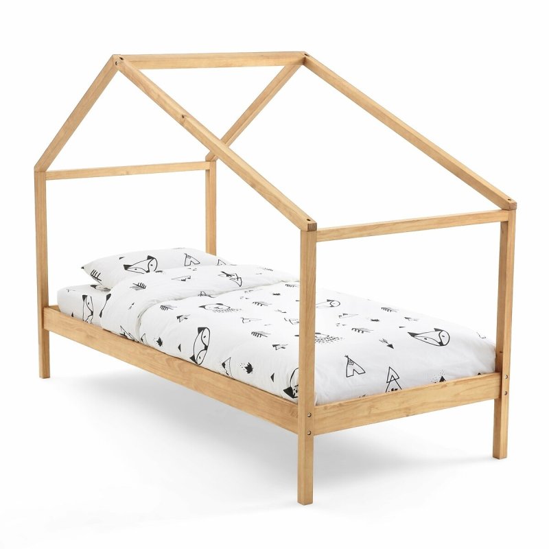 Кровать LaRedoute Кровать Из массива сосны с пологом и основанием Spidou 90 x 200 см каштановый
