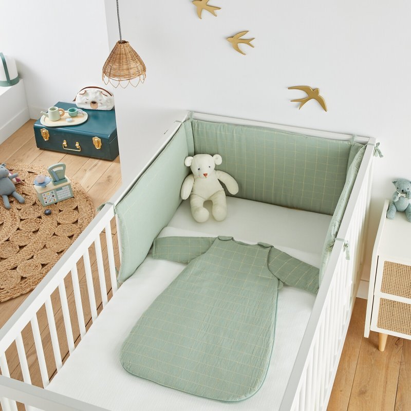 Бортики Для детской кроватки из хлопоковой перкали 360 x 40 см зеленый