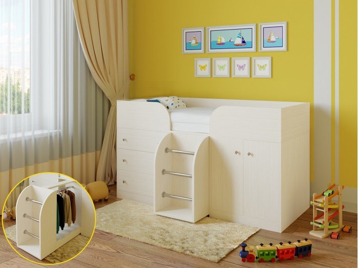 Кровати для подростков РВ-Мебель чердак Астра 5 (дуб молочный)