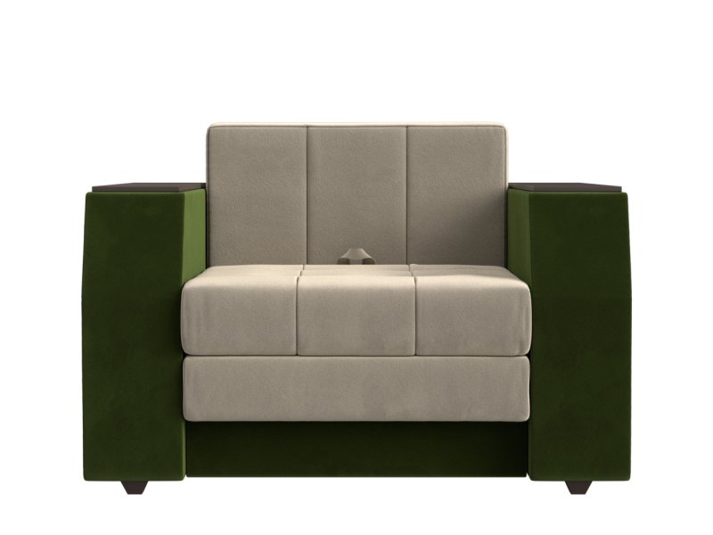 Кресло-кровать «Атлантида» бежевый\зеленый, Микровельвет