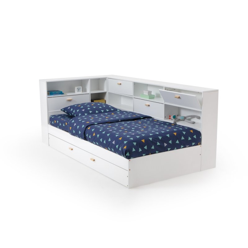 Кровать LaRedoute Кровать С ящиком полками и кроватным основанием 90 x 190 см белый