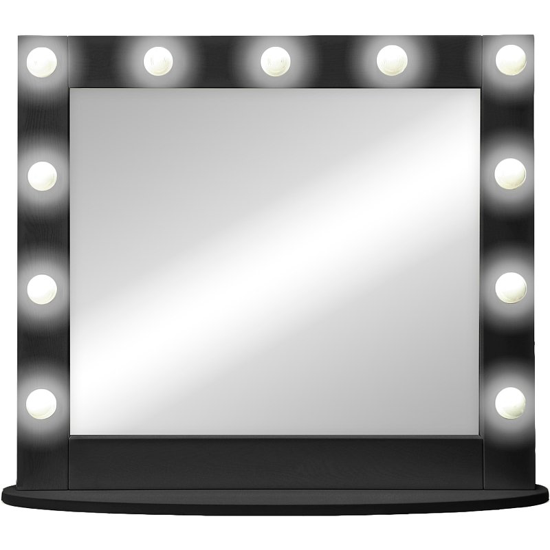 Зеркало Континент 800х700 ЗГП43 гримерное с подсветкой Черное с механическим выключателем