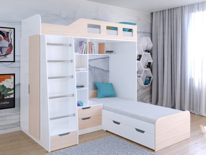 Кровати для подростков РВ-Мебель двухъярусная Астра 4 (белый)