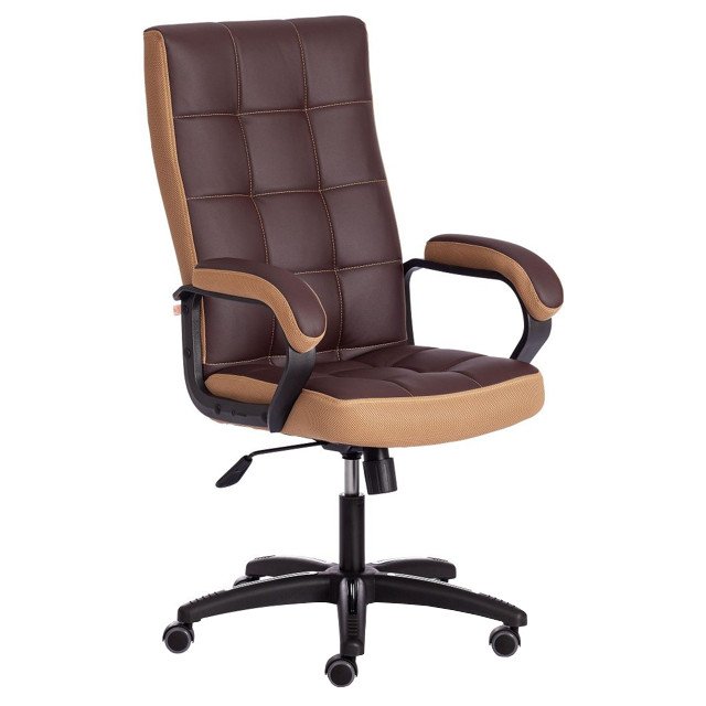 кресло офисное TRENDY кожзам/ткань коричневый/бронзовый